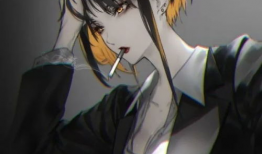 动漫女抽烟,迷离烟圈中的青春剪影